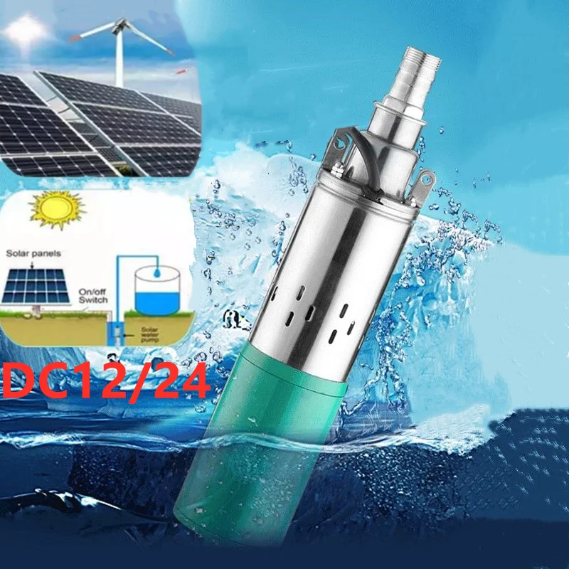 DC12DC24(Flow 20L/min) DC Solar Water Pump Deep Well Pump 200W Screw Submersible Pump Irrigation Garden Home Agricultural