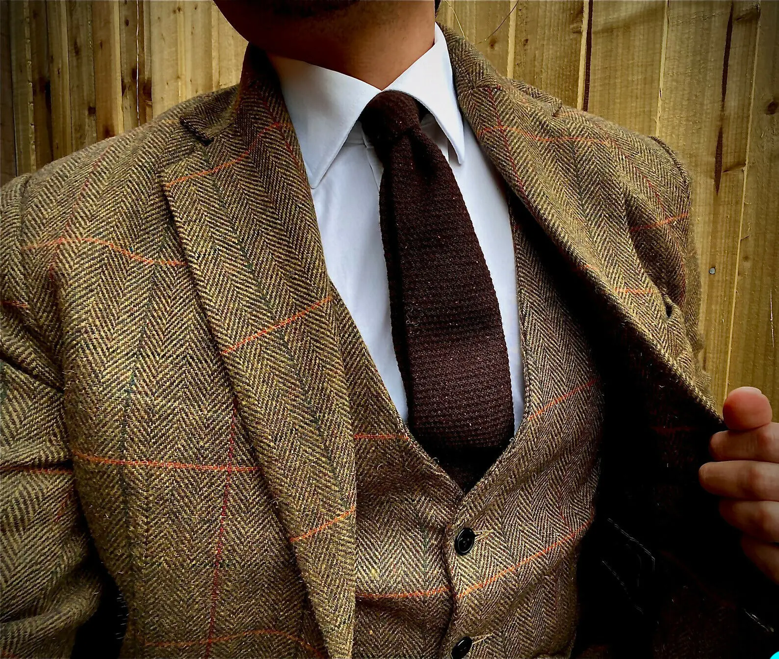 Men Suit Wool Blend Costume Homme Tailor-Made 3 Pieces Jacket Coat Pant Groom Herringbone Wedding Formal  Prom Tailored