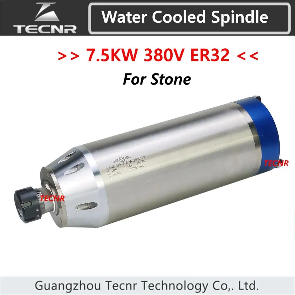 TECNR 7.5KW water cooled spindle motor 380V 125MM diameter ER32 for stone marble metal engraving and cutting