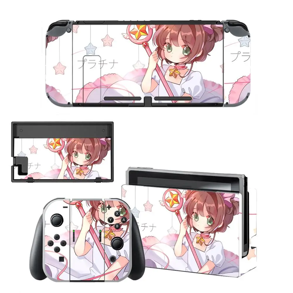 Protetor de pele de vinil adesivo cartão captor sakura skins para nintendo switch ns console + controlador suporte doca adesivos