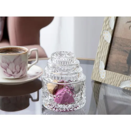 Glass Sugar Bowl 7x7x9 cm Bowl Dish Candy Box Transparent Crystal Cap Chocolate Container Breakfast Dishes Tableware