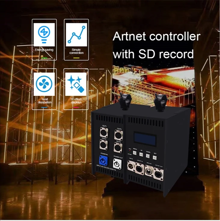 AC110-220V input Built-in Power Supply output DC5V-24V Artnet Eternet to SPI/DMX 4channels controller For WS2815 WS2812B WS2811