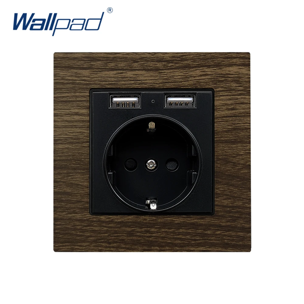 

Wood EU Socket with 2 USB Ports Wallpad Aluminium Design 5V 2.4A Outlet