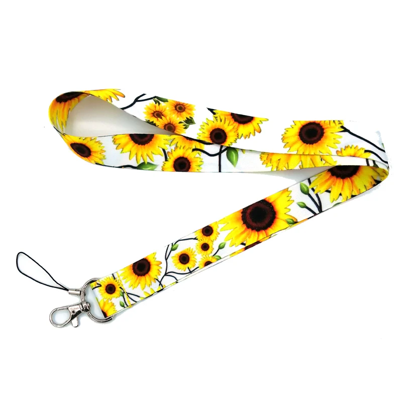 Sunflower Keychain Lanyards for Keys Neck Strap ID Card Badge Holder Mobile Phone Rope Necklace Webbing Ribbon Cuello Decor
