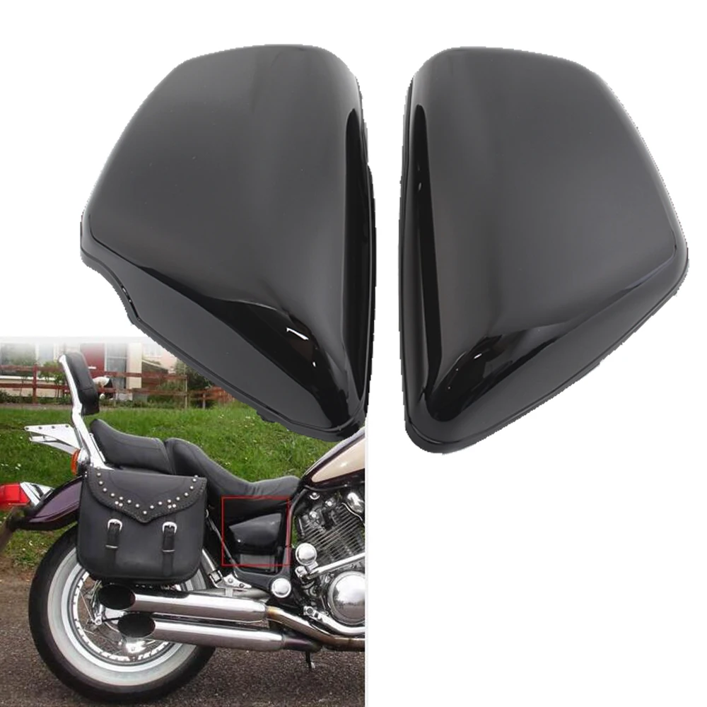 New Motorcycle Black Chrome Side Battery Fairing Cover Protector   For Yamaha 700 750 1000 1100 Virago 1984-Up Parts