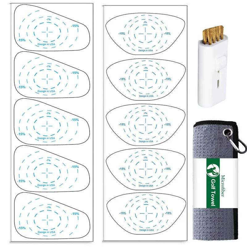 Golf Impact Stickers Woods Irons Putters with Towel Brush Value Set Club Hitting Board Recorder Labels Tape for Swing Practice