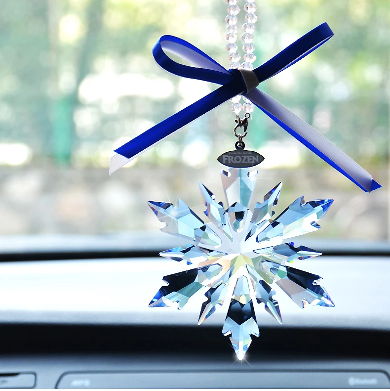 Exquisite Colorful Crystal Snowflakes Car Pendant Charms Ornament Chandelier Sun Catcher Hanging Christmas Decoration Gift