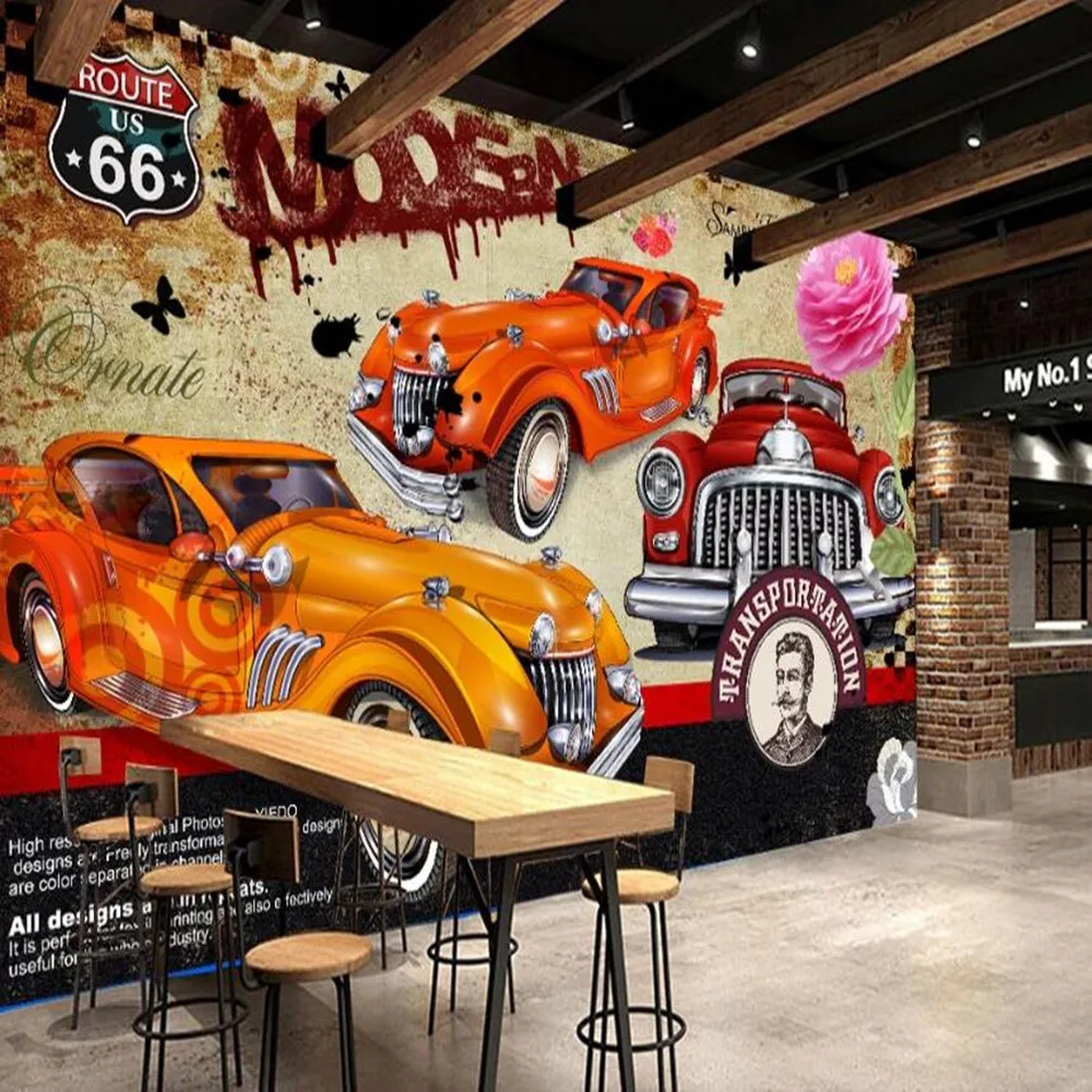 

milofi custom large wallpaper mural 3D simple retro nostalgic vintage car background wallpaper mural
