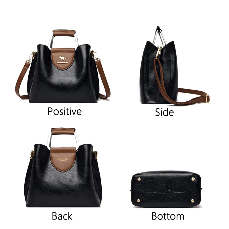 3 Layers Ladies Quality Leather Letter Shoulder Bags for Women 2024 Luxury Handbags Women Bags Designer Large Capacity Tote Bag