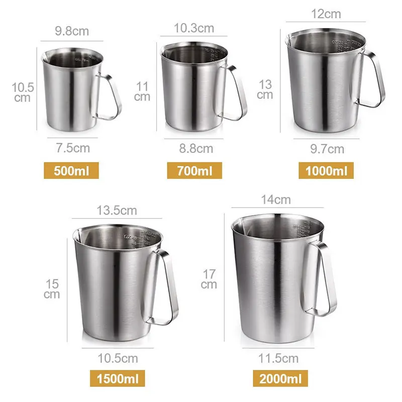 304 Thick Stainless Steel Measuring Cup Scale Milk Tea Mug Kitchen Baking Measurement Tools