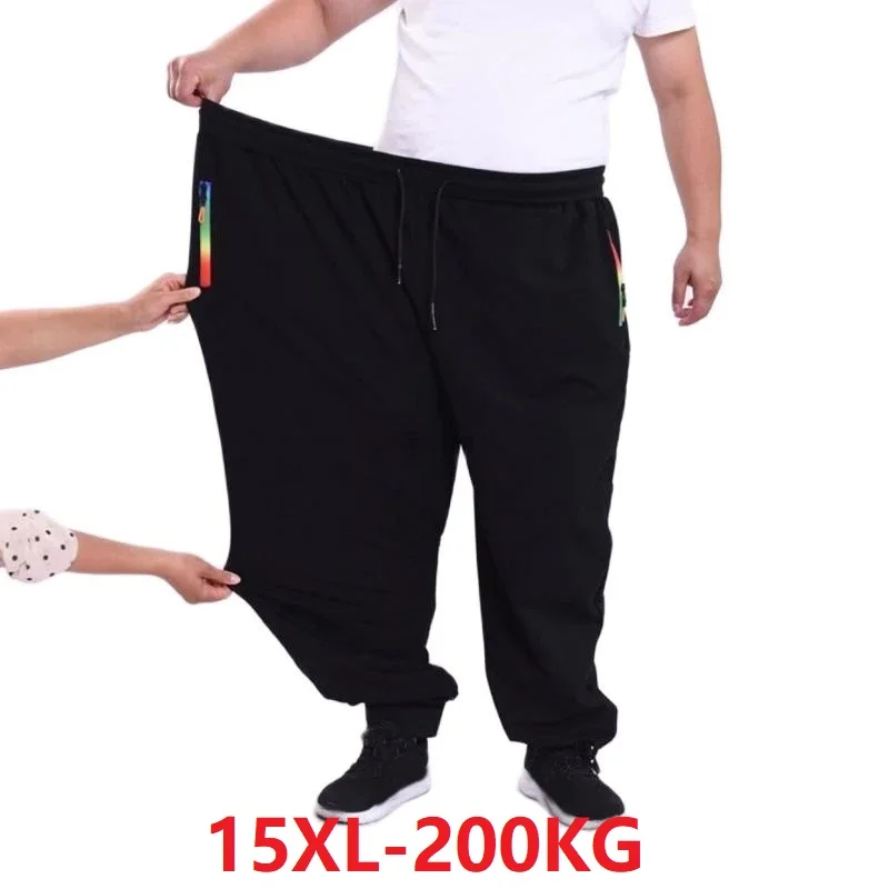 

spring summer Men Pants 12XL 10XL 14XL 15XL Elastic Waist Plus Size Sweatpants Loose Casual Big Size Black Joggers elastic pants