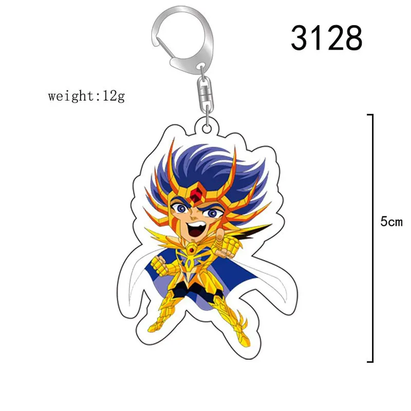 Fashion Cartoon Anime 12 Saint Seiya Keychain Acrylic Double Sided Transparent key Chain Ring Accessories Jewelry For Fans Gifts