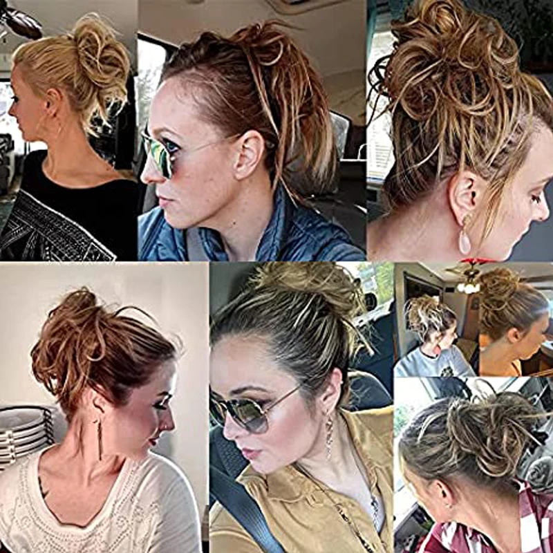 Synthetic Messy Bun Scrunchie Chignon  Band Messi Hairpieces Donut For Women