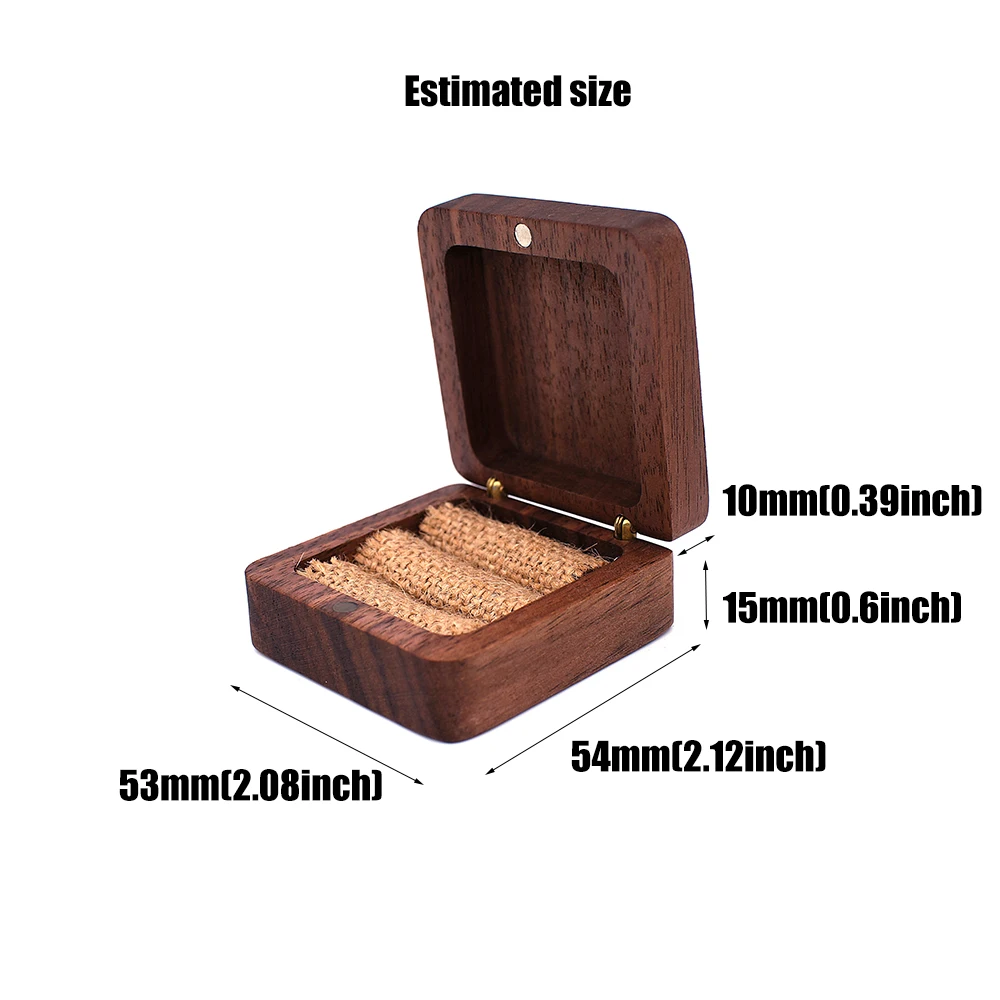 Wood Engagement Ring Bearer Box Rustic Custom Bride & groom Wedding Ring Box Pillow engraved Name Square Gift Wooden jewelry box - Image 2