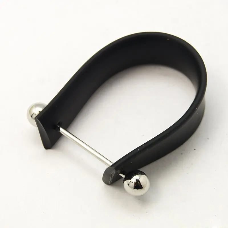 pandahall 50pcs Rubber Cord Ring Components with Brass Findings Black 10x19~28mm Fit for Fashionable Girl or Boy