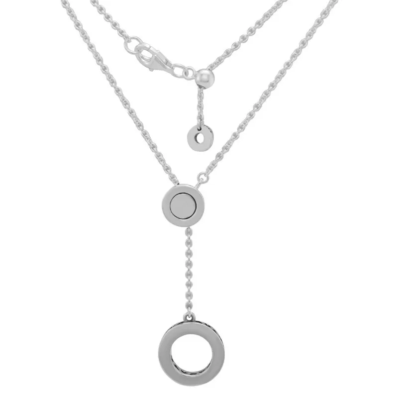 

Clear CZ Signature Round Chain Pendant Women Choker Necklaces Crystal 925 Sterling Silver Necklaces for Women Charm Jewelry Gift