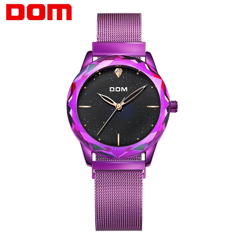 DOM Brand Luxury Women Quartz Watches Minimalism Fashion Casual Female Wristwatch Waterproof Gold Steel Reloj Mujer G-1234PK-1M