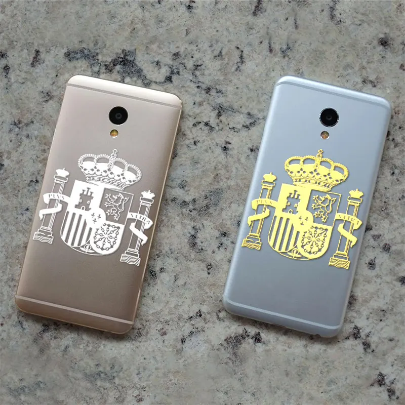 Car Styling 3D Aluminum Coat of Arms of Spain National Emblem Sticker Window Body Decal for Motorcycle Laptop Phone Decoration