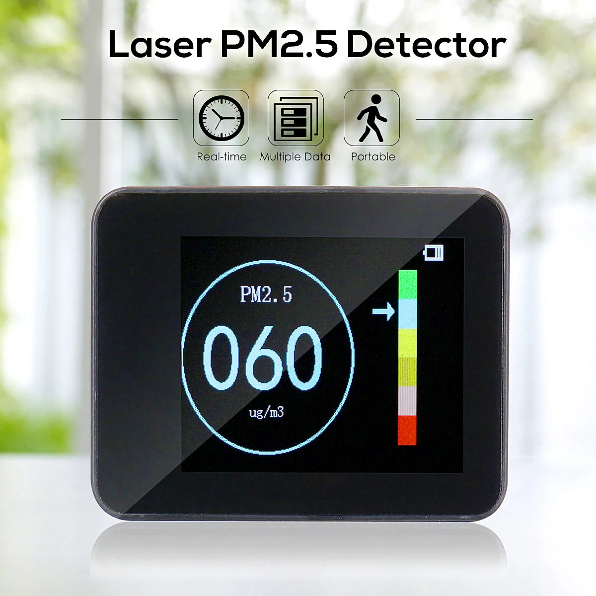 Mini แบบพกพา PM2.5เครื่องวิเคราะห์ก๊าซดิจิตอลจอแสดงผลเลเซอร์เซ็นเซอร์รถบ้านแก๊ส Real Time Air คุณภาพ Monitor Meter