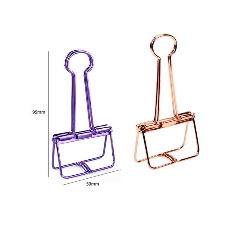 Large simple metal retro color hollow out long tail clip bill clip hand account I-shaped dovetail clip 50 * 95mm