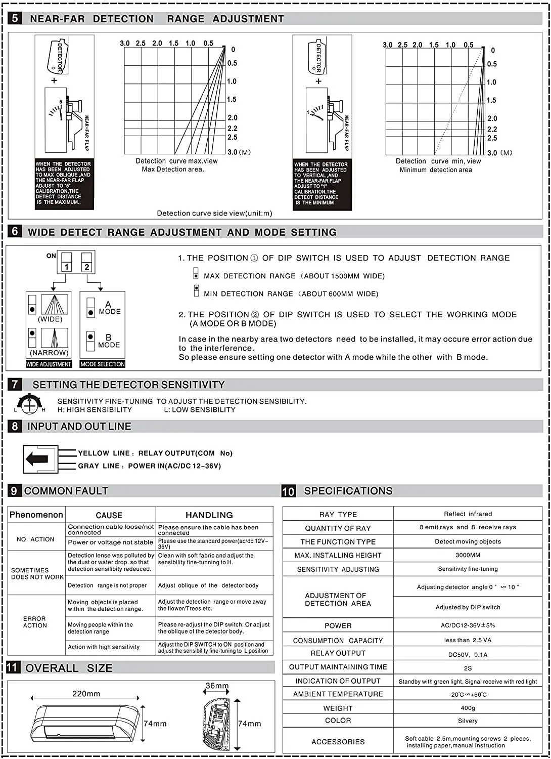 mit Ray Reflective Type Infrared Detector Sensor for Auto-Door Control System