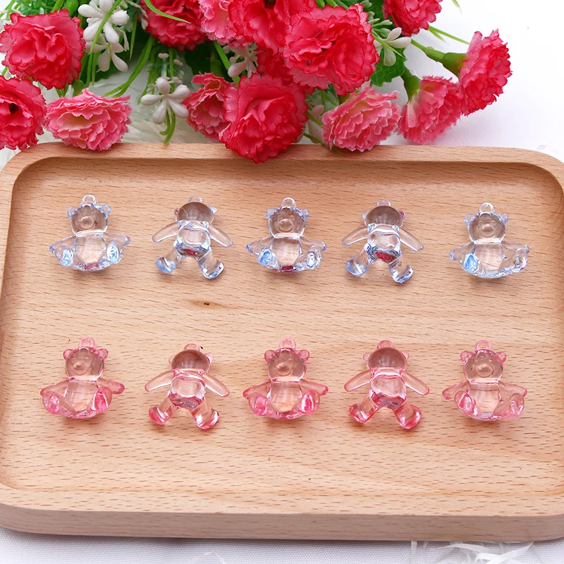 30pcs Pink Blue Mini Milk Bear Baby Shower Favor  Christening Party Favor Decor Birth Announcement Cake Gift Box Decorations