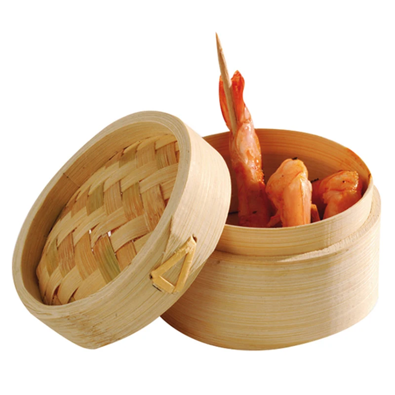 1 Set x Home Party Wedding Supplies, 80*65mm Tableware Handmade Mini Natural Bamboo Cage Steamer