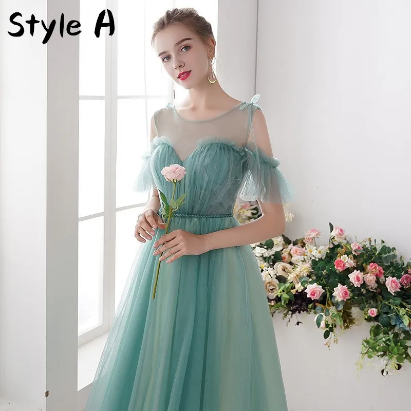 Schoonheid Emily Knielengte O Hals Groen Bruidsmeisje Jurken 2021 Fashion Applicaties Lace Korter Mouw A-lijn Wedding Party Dress