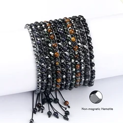 4mm Natural Stone Bracelet Hematite Fashion Handmade Energy Bangles Black Lava Tiger Eye Mini Beads Men Bracelets Women Jewelry