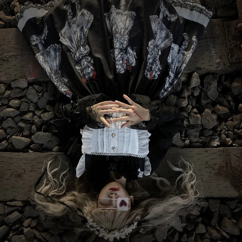 Gothic Lolita Kleid dunklen Engel Dämon Serie hoch niedrig Lolita Jsk Kleid Kawaii Retro Vampir Prinzessin Anzug Halloween Mädchen