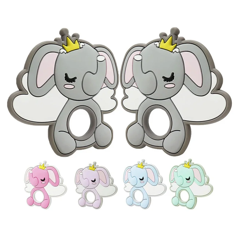 10pcs Baby Silicone Teethers Elephant Baby Teething Items Toys For Babies Teether For Teeth Pacifier Chain Accessories BPA Free