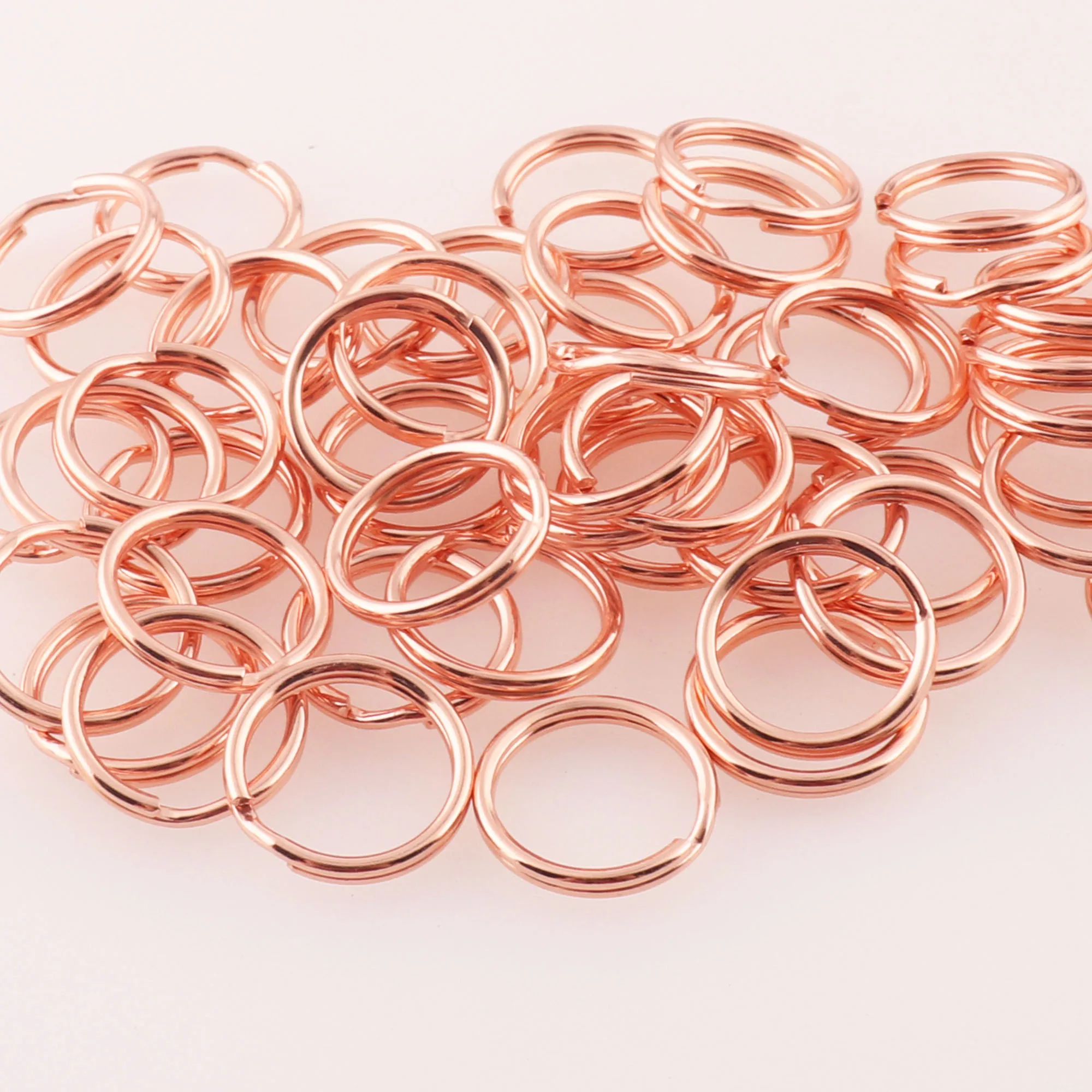 50 pcs Metal  Rose Gold Key Rings,Keychain Connectors Jump Rings,Split Rings Circle Key Rings,O Ring Loop For Key Holders,di