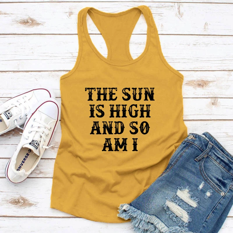 The Sun Is High And So Am I Tank Casual Women Flowy Gym Workout Tops image 4
