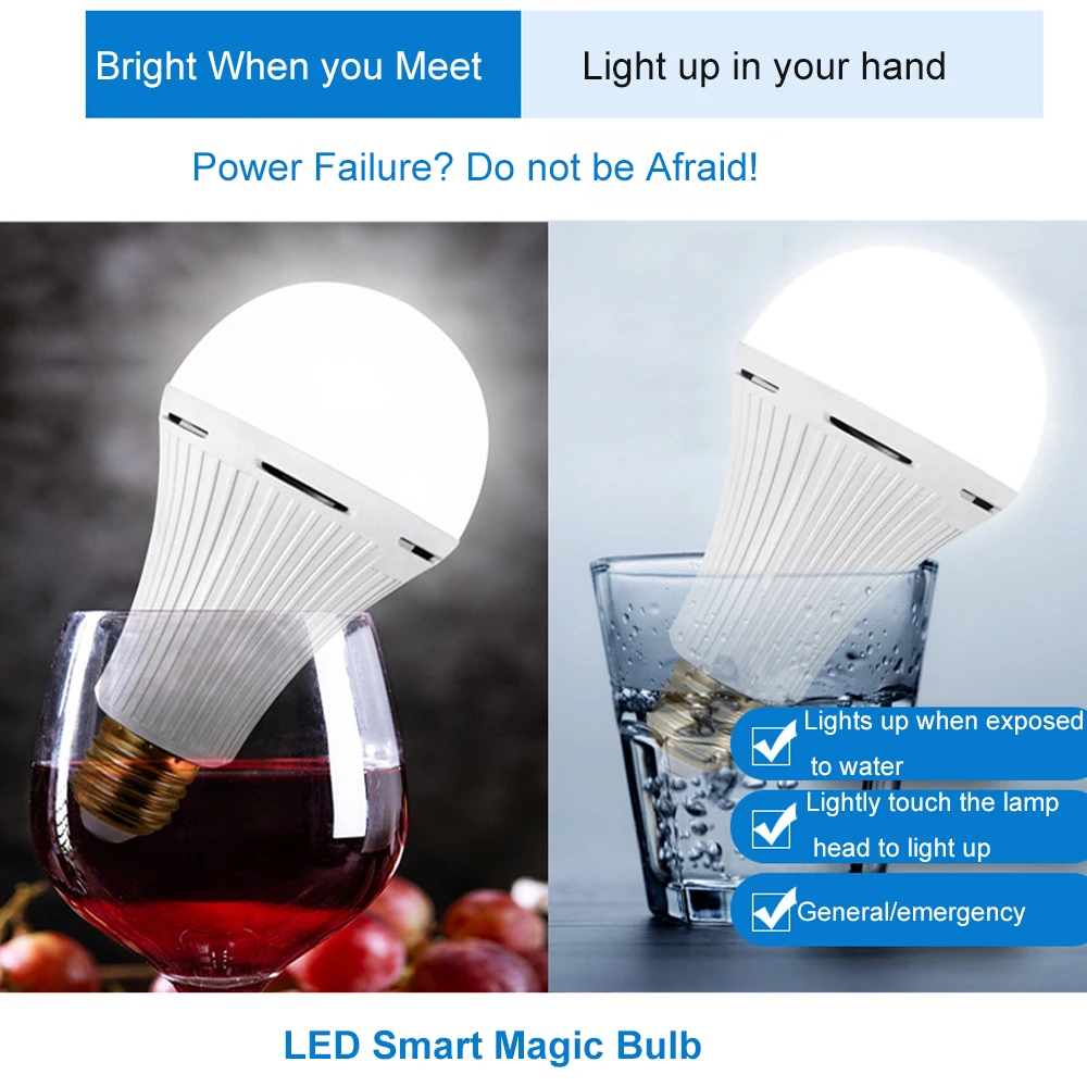E27 5W 7W 9W Emergency Light LED Smart Bulb Rechargeable Light For Outdoor Lighting