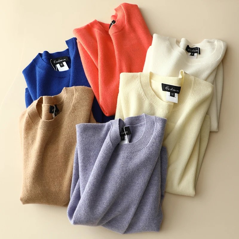 100% Cashmere T-shirt Women Casual Style Knitted O Neck Short Sleeve Solid 6 Colors Basic Top New Fashion