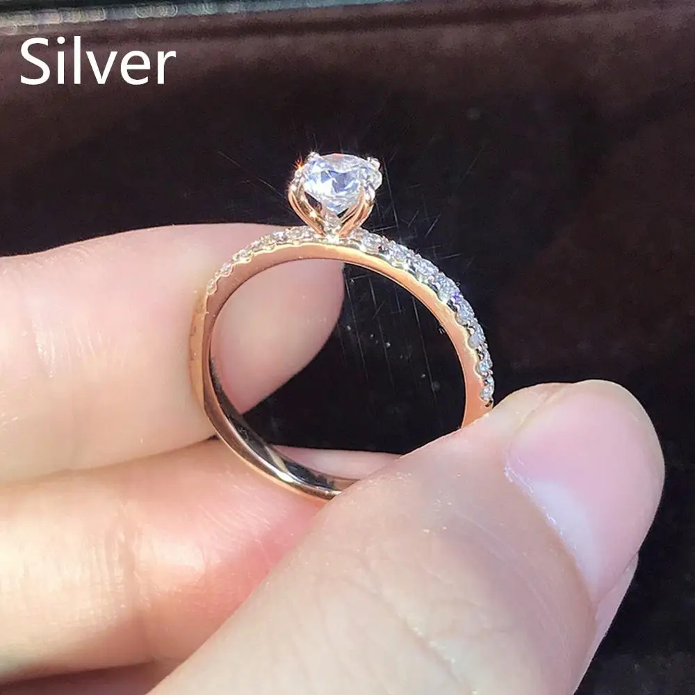 New Trendy Crystal Engagement Design Hot Sale Rings For Women White elegant rings Female Wedding Bridal jewelry Gift image 3