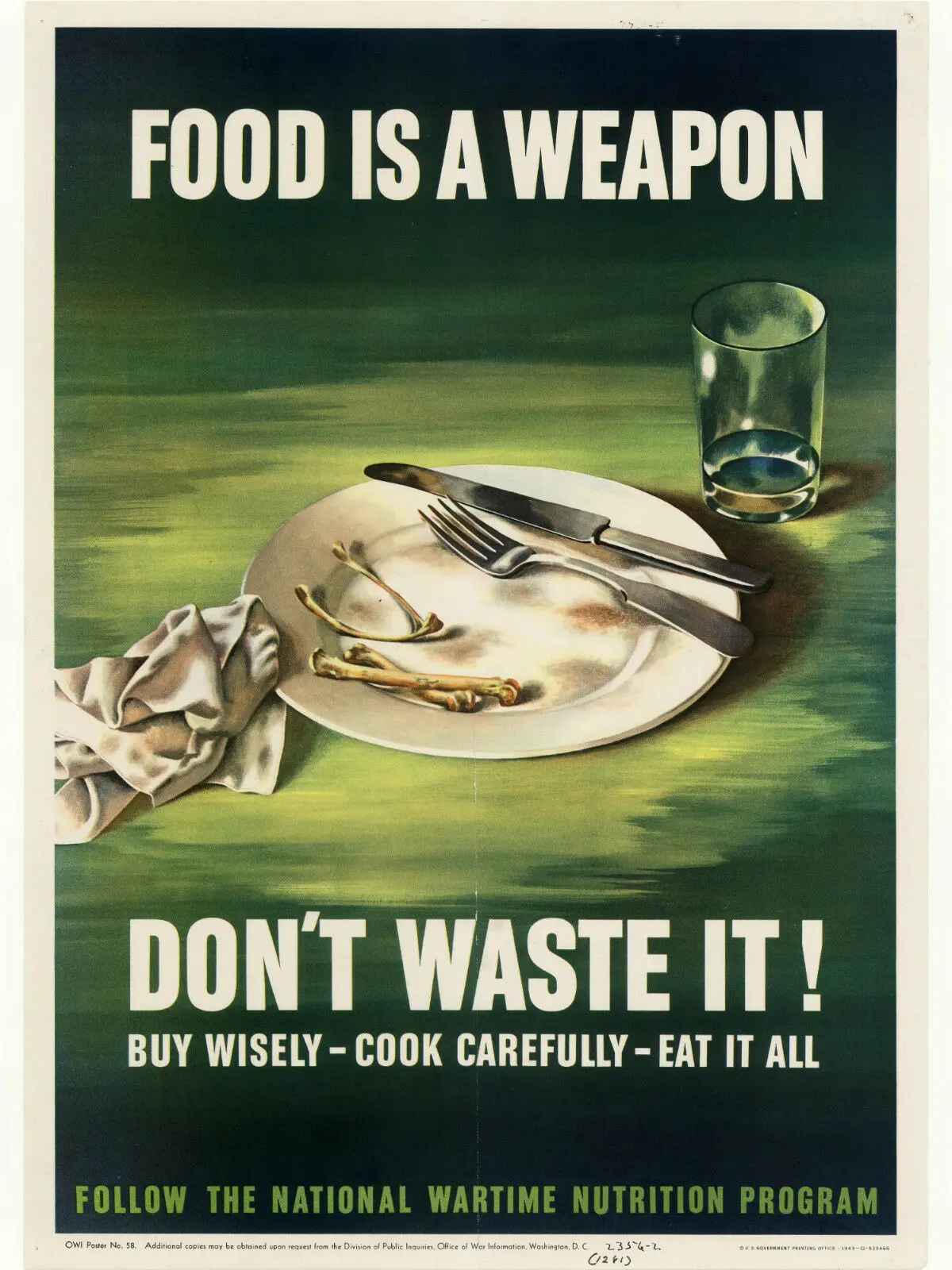 

FOOD IS WEAPON DON'T WASTE - VINTAGE Art Silk Poster Print 24x36inch