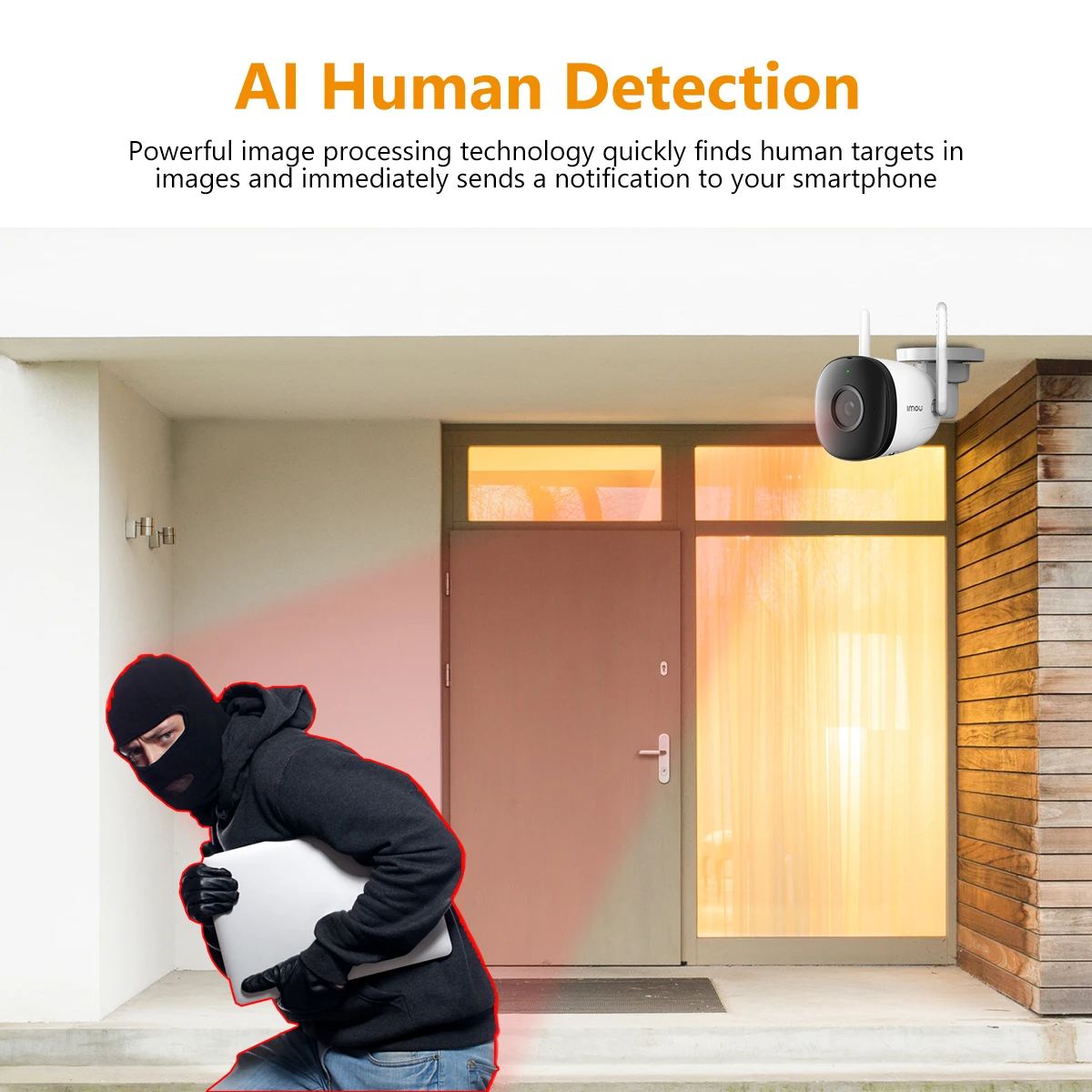 Segurança doméstica inteligente à prova de intempéries, detecção humana, câmera IP 2C 4MP, IPC-F42P, Wi-Fi, Microfone embutido sem fio, ao ar livre, IP67