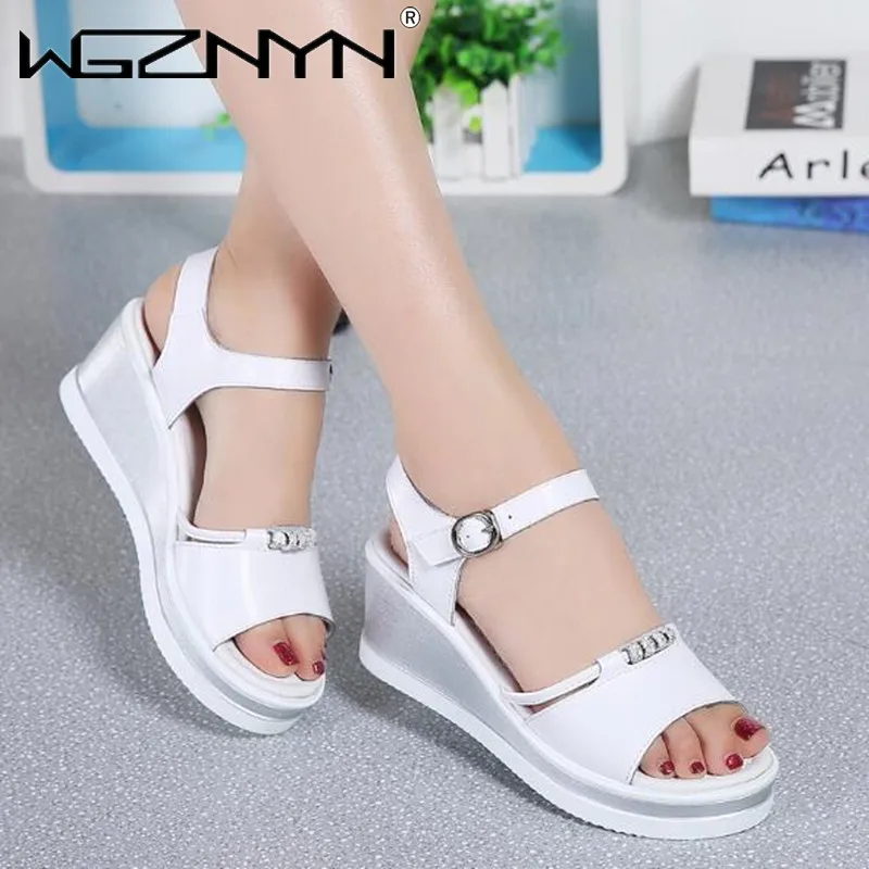 Women Sandals 2023 Summer Fish Mouthcasual Open Toe Shoes Rhinestone Flat Flip Flop High Heels Beach Platform Women\'s Sandals