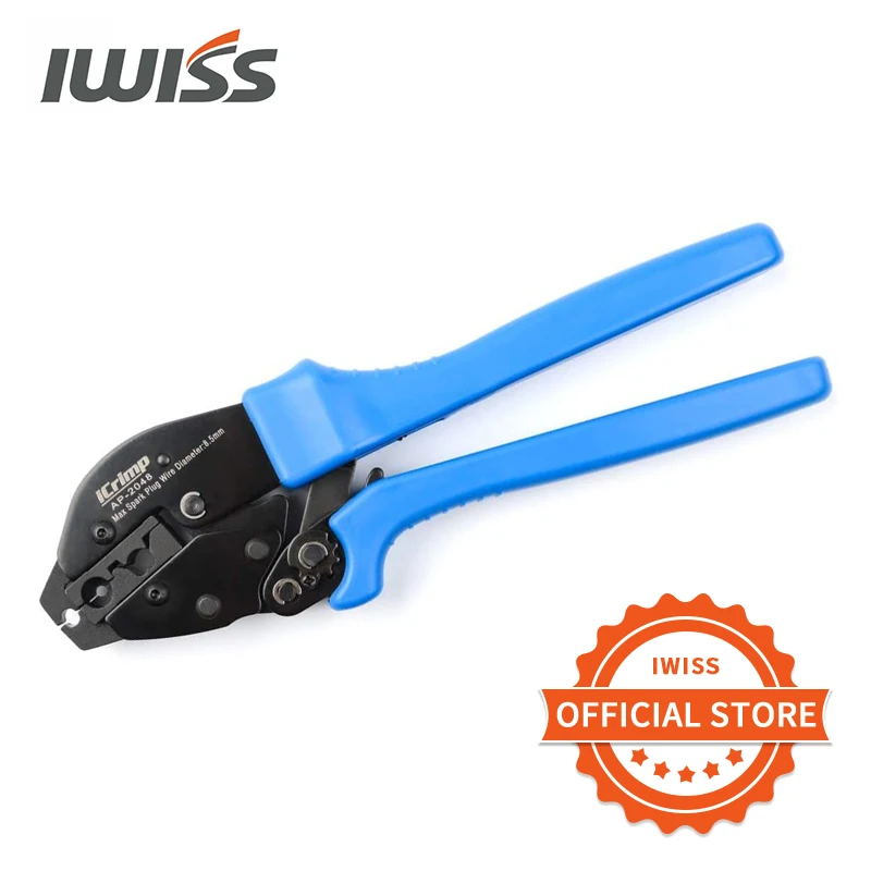 IWISS AP-2048 Crimping pliers Ratcheting Spark Plug Connector Crimper for Ignition Cable and Spark plug wires Max Diameter 8.5mm