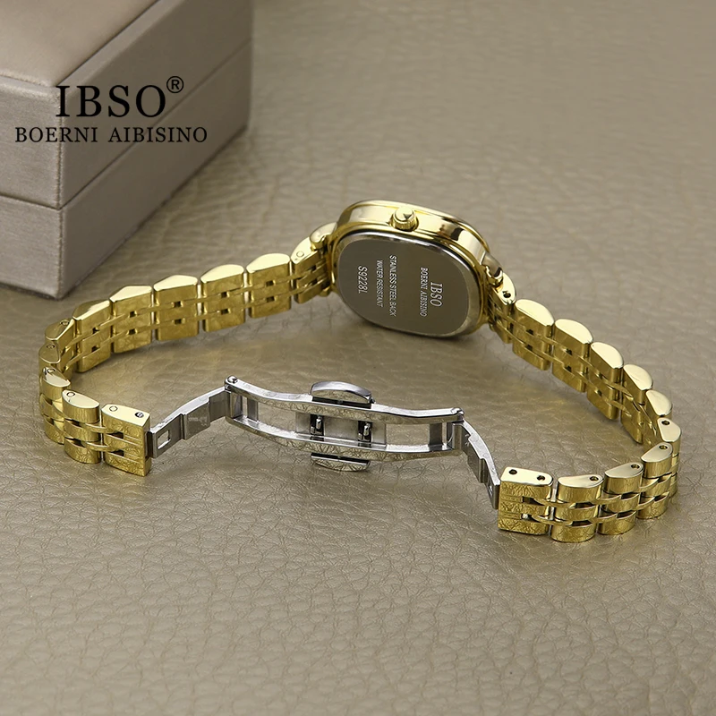 IBSO Luxury Gold Simple Design Women Watches Stainless Steel Strap Japanese Quartz Movement Waterproof Drop Shipping Wristwatch