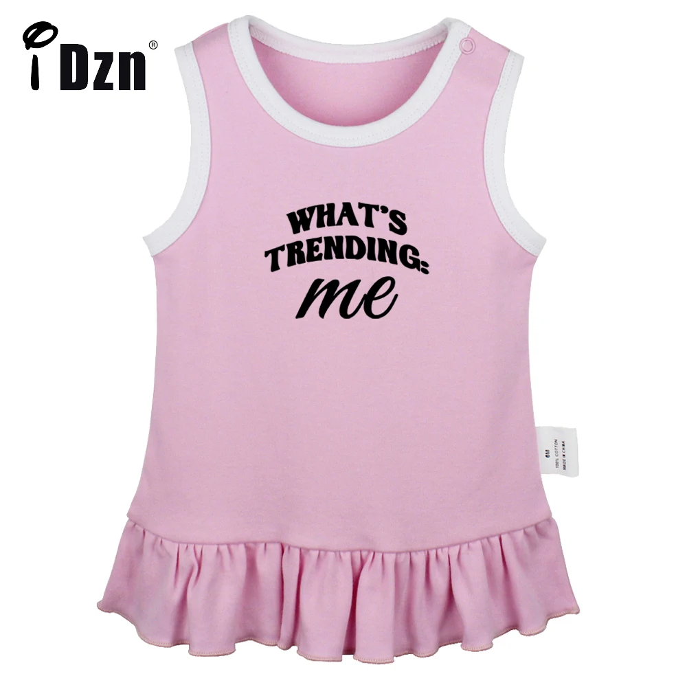 

iDzn NEW Cute Baby Girls Sleeveless Dress Newborn What's Trending Me Fun Art Printed Pleated Dress Vest Dresses Infant Clothes