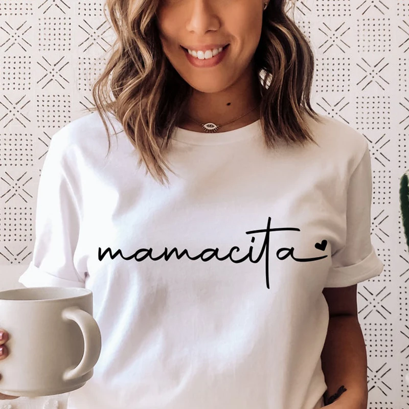 Mamacita Love Heart Graphic Tshirt Women Cotton Tops Causal Loose White Black Mother Day Gift Mom Life T-shirt Dropshipping Tees