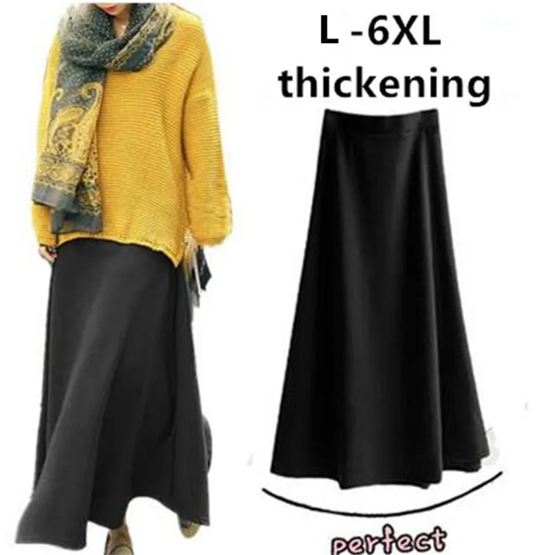 

Womens 2024 Autumn Winter Women long Skirt Elastic High Waist Thickening and warming maxi skirts bottoms