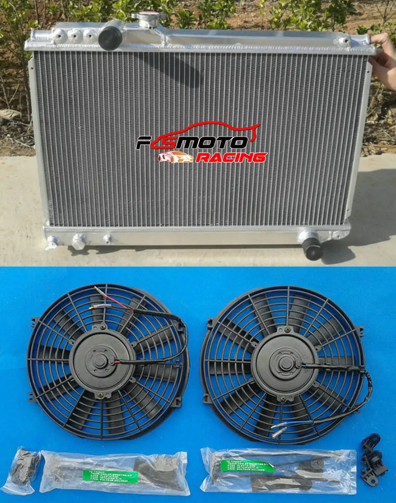 3 Row Aluminum Universal Radiator + Fan Cooling For Totota Supra MK3 Soarer MZ20 7M-GTE Manual MT 1986-1992 91 90 89 88 87 86