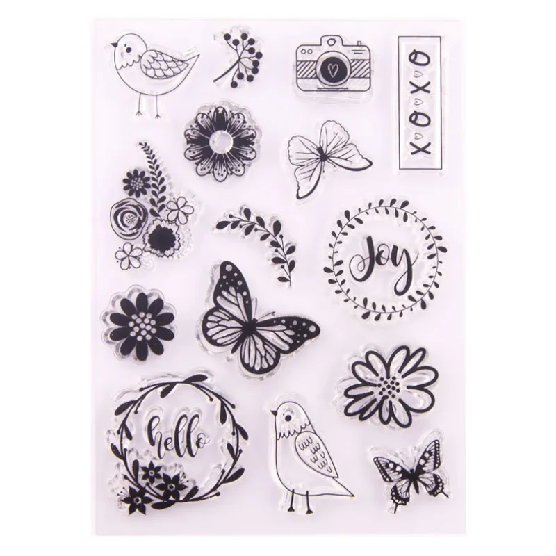 Butterfly Bird Transparent Clear Silicone Stamp Seal DIY Scrapbook Rubber Stamping Coloring Embossing Diary Decoration Reusable