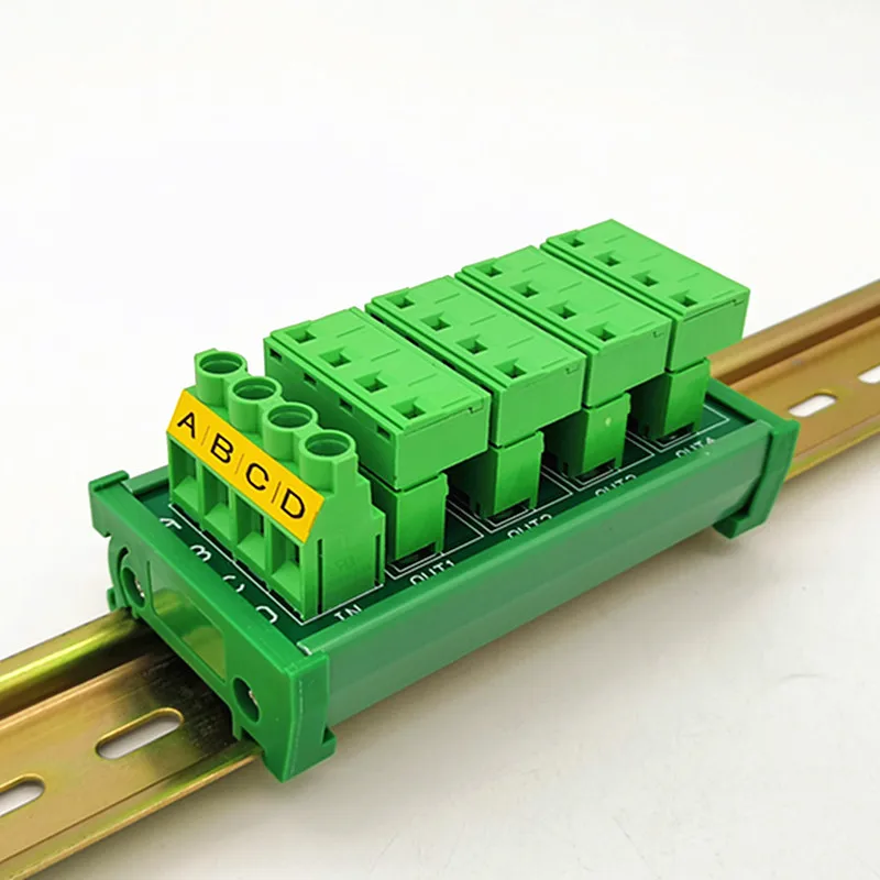 DIN Rail Installation 30A / 300V 4x4 Position Pluggable Terminal Block Distribution Module