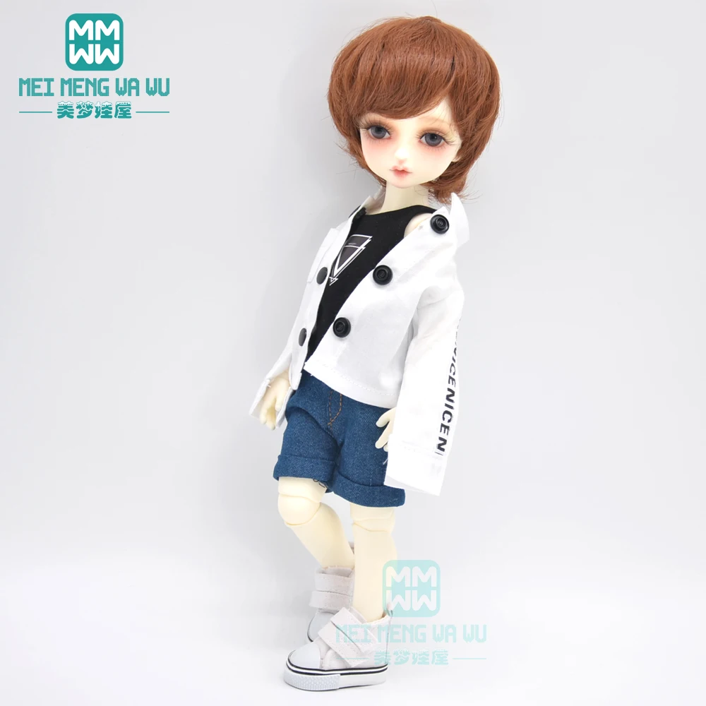 BJD puppe kleidung passt 28-30cm 1/6 MYOU mode pendler shirt, denim shorts, weste