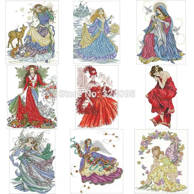 angel patterns Counted Cross Stitch 11CT 14CT 18CT DIY wholesale Chinese Cross Stitch Kits Embroidery Needlework Sets