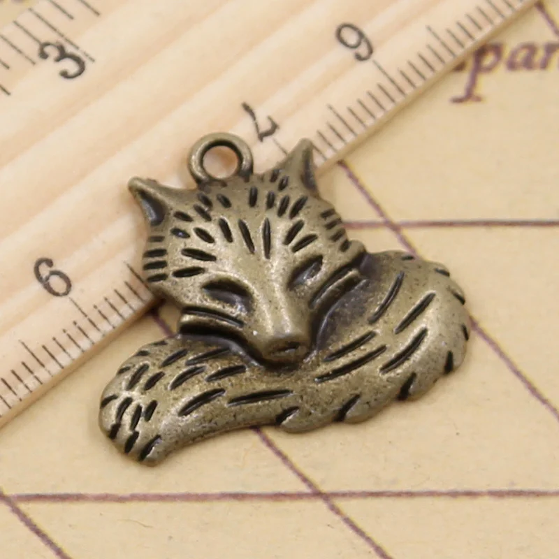 5pcs Charms Wolf Tail Fox 24x28mm Tibetan Bronze Silver Color Pendants Antique Jewelry Making DIY Handmade Craft